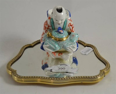 Lot 390 - French porcelain, silver and glass inkwell, Risler & Carre, circa 1900