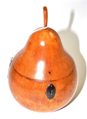 Lot 393 - Fruitwood tea caddy in the form of a pear