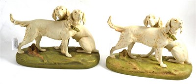 Lot 413 - Two Royal Dux figure groups of setters, 20cm high