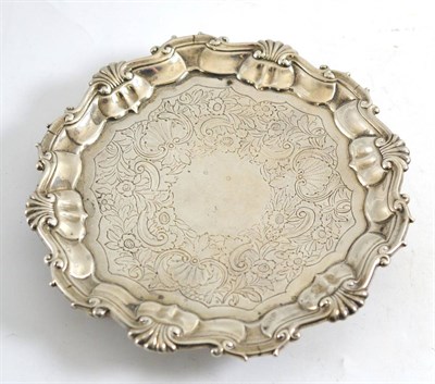 Lot 457 - A George II silver waiter, London 1755