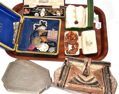 Lot 468 - A small quantity of jewellery including paste set buckle, brooches, assorted buttons, cufflinks and