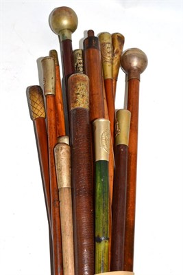 Lot 480 - Bundle of assorted batons including The Irish Guard, Royal Scots, East Lancashire, RFC etc