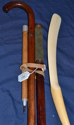 Lot 481 - Brass telescope with screw top in the form of a walking stick (incomplete), a circa 1900 ivory page