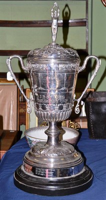 Lot 496 - Victorian silver diving trophy cup, engraved 'The Grand Challenge Cup', 73cm high (excluding stand)