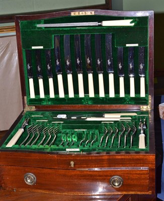 Lot 498 - A Walker & Hall silver plated canteen of cutlery in a mahogany case