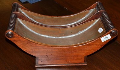 Lot 506 - A 19th century mahogany two division cheese coaster with copper trays, 43cm wide