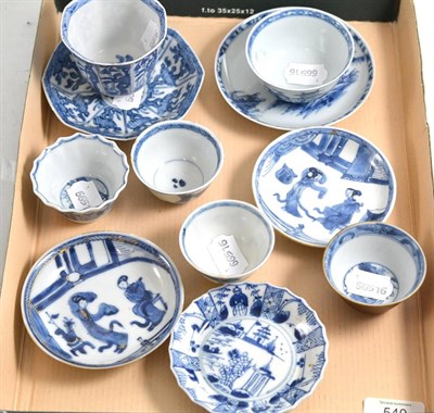 Lot 540 - A Nanking cargo teacup and saucer, Vungtau cargo octagonal shaped tea bowl, four blue and white...