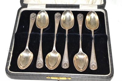 Lot 555 - 1910 A set of six George V silver picture back teaspoons, Thomas Bradbury & Sons Ltd, Sheffield...