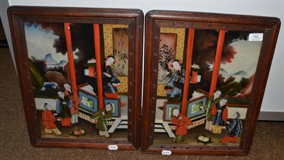 Lot 560 - Pair of Chinese reverse glass paintings