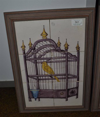 Lot 561 - Delft parrot tile panel