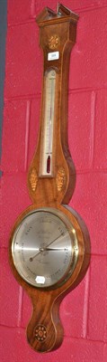 Lot 569 - A mahogany inlaid wheel barometer, signed L Bellatti, Grantham, circa 1825, broken arched pediment