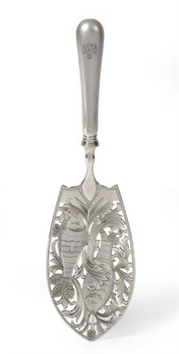 Lot 578 - A Russian silver fish slice, circa 1883, the plain handle fitted with a pointed blade pierced...