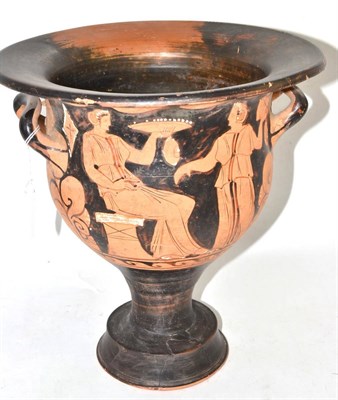 Lot 585 - Greek type vase painted with classical style figures on a black ground