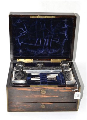 Lot 592 - A 19th century travel box with silver fittings, the lock stamped Mordan and Co