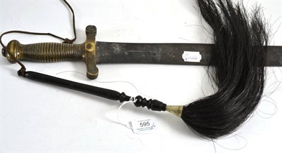 Lot 595 - A French infantry sword in the form of a gladius and an ebony handled fly whisk