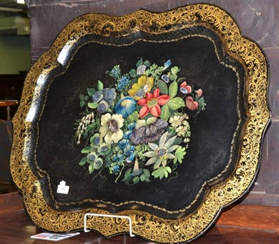 Lot 602 - Victorian black papier mache tray