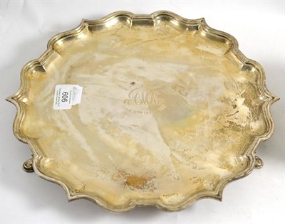 Lot 606 - An engraved silver salver