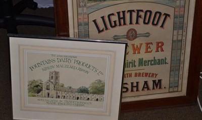 Lot 622 - Print of Masham Brewery and a watercolour of Fountains Dairy Products Limited (2)