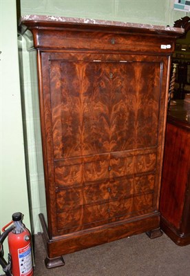 Lot 661 - A mahogany secretaire abbatant, with keys (marble top cracked)