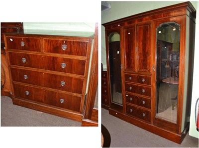 Lot 662 - Edwardian mahogany double door wardrobe and matching five drawer straight fronted chest