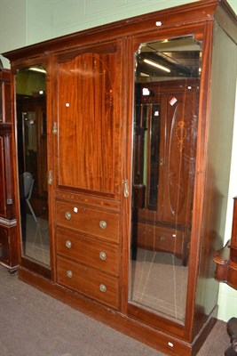 Lot 665 - Edwardian mahogany double door wardrobe