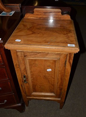 Lot 676 - Walnut bedside cabinet bearing Maple & Co label