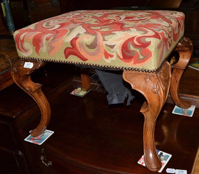 Lot 677 - An 18th century style stool with needlework seat