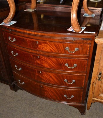 Lot 678 - Mahogany four drawer bow fronted chest of drawers, fitted a brushing slide