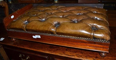 Lot 680 - A late 19th century mahogany and leather adjustable gout stool