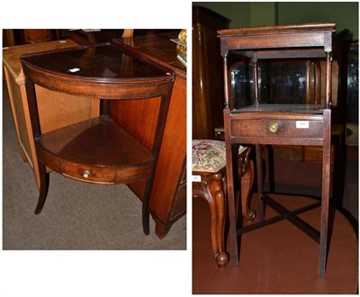 Lot 684 - George III mahogany corner washstand and a rectangular mahogany washstand with later swivel top