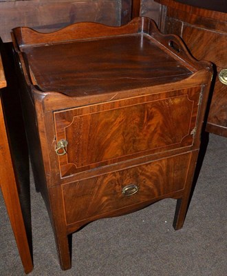 Lot 701 - George III mahogany and satinwood banded bedside table