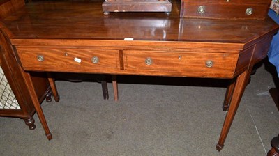 Lot 704 - A 19th century mahogany, satinwood banded, boxwood and ebony strung serving table, with two...