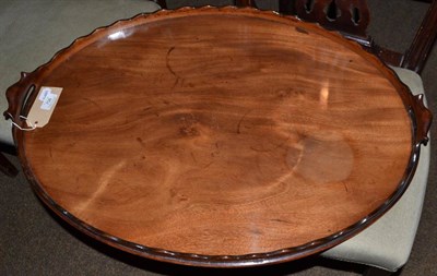 Lot 706 - A mahogany oval two-handled gallery tray