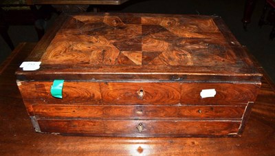 Lot 713 - An early 18th century oyster veneered box, fitted three drawers