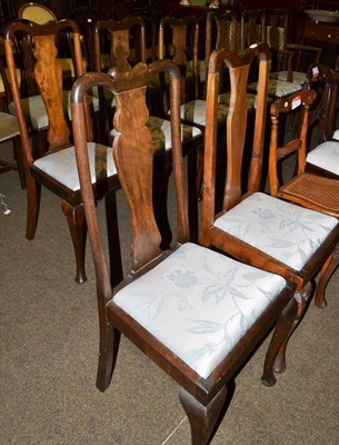 Lot 721 - Eight Queen Anne style dining chairs, beech bedroom chair with cane seat and two Victorian...