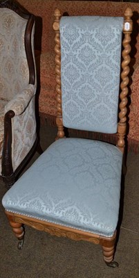 Lot 730 - Victorian nursing chair with spiral turned back support