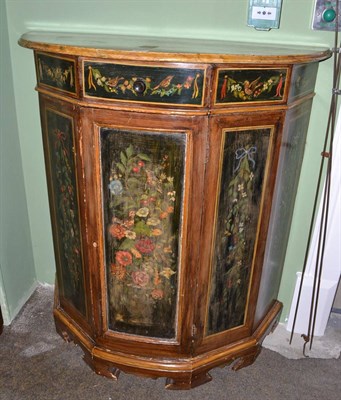 Lot 761 - ^ An Italian polychrome decorated side cabinet of D-shaped form, fitted a single frieze drawer...