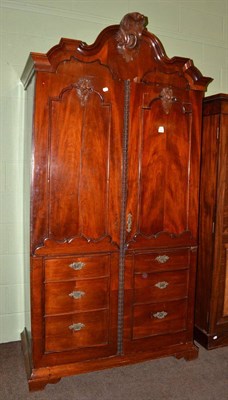 Lot 764 - A 19th century mahogany double door wardrobe, fitted six dummy drawers