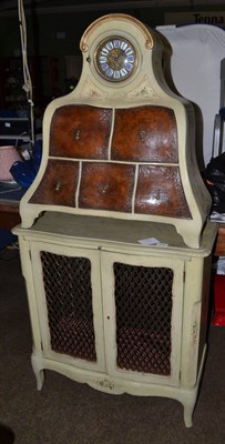 Lot 779 - An unusual Italian green painted chest clock with circular brass dial and five drawers below,...