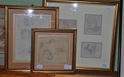 Lot 1002 - Attributed to William Woodhouse, Studies of lions recto and verso, together with three studies...