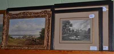 Lot 1004 - Follower of John Sell Cotman (1782-1842) Estuary landscape with farm workers, oil on panel,...