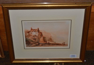 Lot 1009 - Henry Barlow Carter (1804-1868) Figures at Robin Hood's Bay, signed, watercolour, 16cm by 23cm...