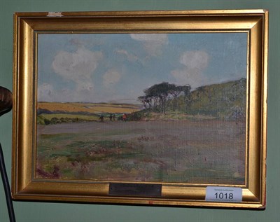 Lot 1018 - Attributed to Sir Alfred East RA, RI, PRBA, RE (1849-1913) ";The Golf Links";, oil on board,...