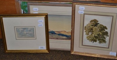 Lot 1022 - A watercolour depicting peaks in Northumberland by Albany Howarth, a small watercolour study of...