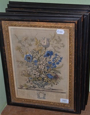 Lot 1023 - A set of four hand-coloured engravings in the style of Verelest or similar, ";February";,...