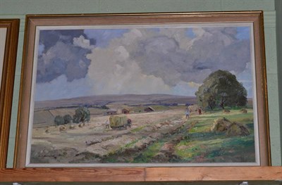 Lot 1029 - Gordon Clifford Barlow (1913-2005) ";Haymaking near Hawksworth";, signed, signed and inscribed...