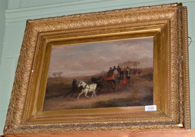 Lot 1034 - W J Shayer (19th century) Coaching scene, signed and dated 1881, oil on canvas, 27cm by 40cm