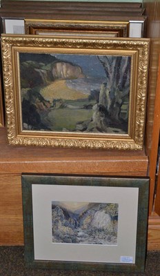 Lot 1046 - Frederick (Fred) Cecil Jones RBA (1891-1956) A ravine at sunset, signed in pencil, watercolour,...