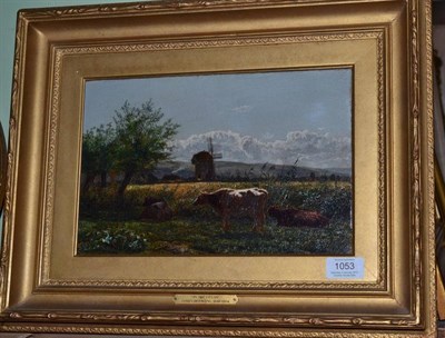 Lot 1053 - James Doubting (1841-1904) ";In the Fields";, signed, oil on canvas, 19cm by 29cm