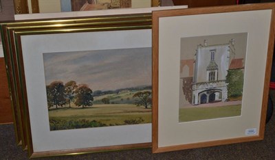 Lot 1054 - Joseph Appleyard (1908-1960) ";Harewood Park";, signed, watercolour, together with three...